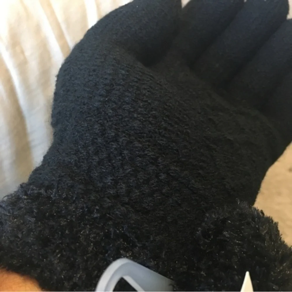 Warm fuzzy Black texting gloves